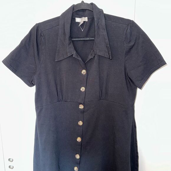ASOS Designs Women’s Black Collared Button Down Dress Size 12 EUC - Picture 3 of 11